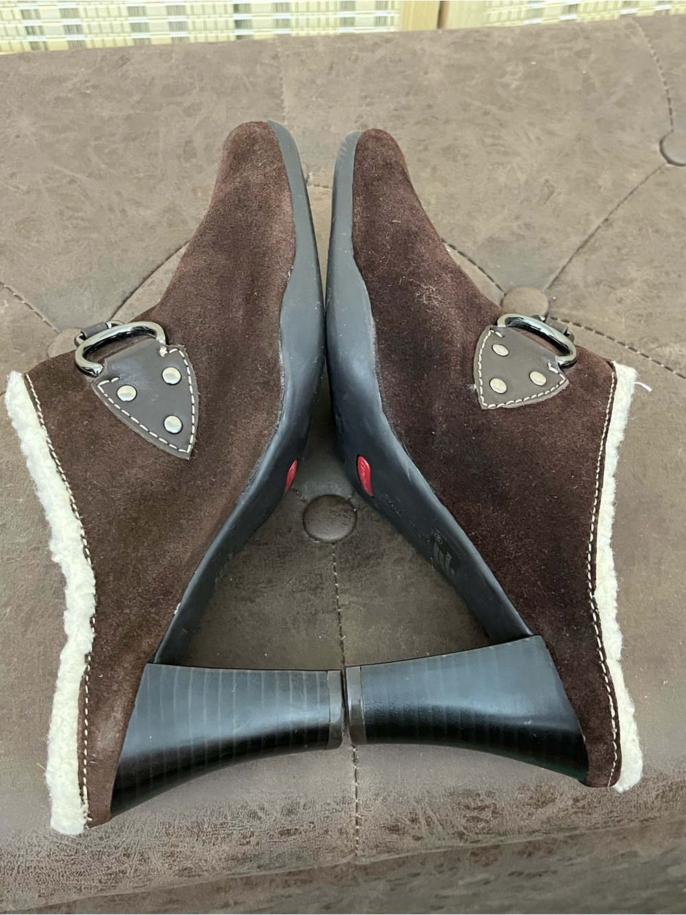 Dark Brown Suede hill mules 7 - Picture 5 of 6